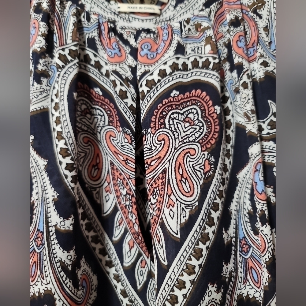 L'Agence Abella Paisley Sleeveless Blouse Small Silk Dark Navy - Picture 6 of 8